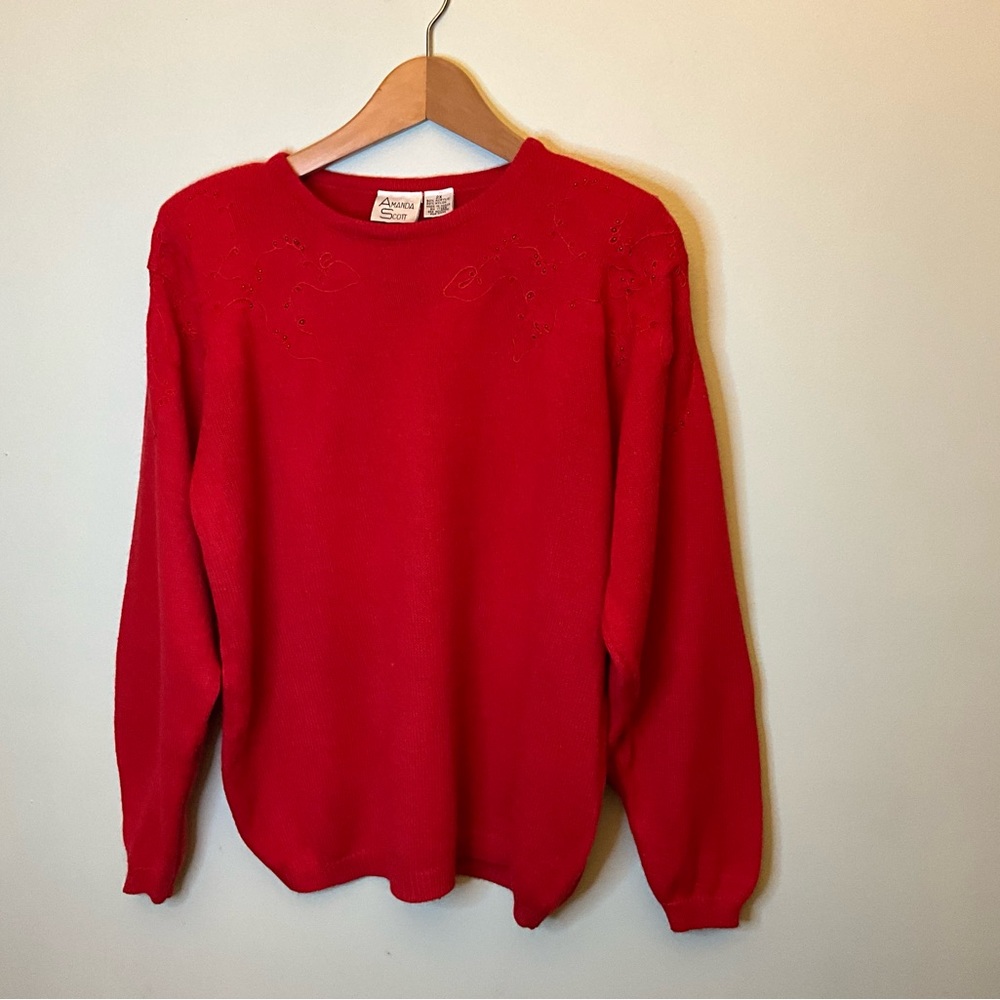 Amanda Scott women sweater plus size 2X length 25 inches, sleeves 21 1/2 inches.